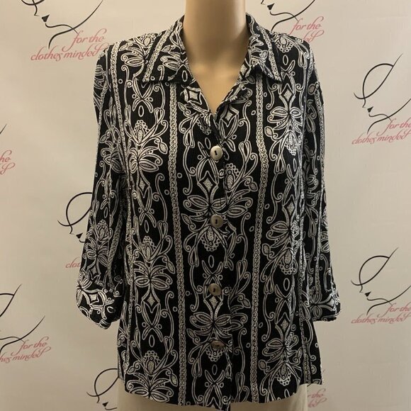 Napa Valley. Size PL. Rayon 3/4 Sleeve Button Up Shirt w Pockets. B61 - Picture 1 of 5